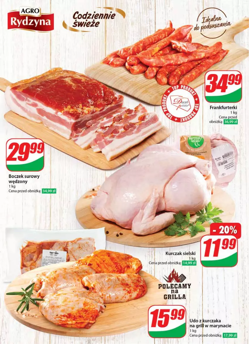 Gazetka promocyjna Dino - Gazetka 17 / 2024 - ważna 24.04 do 30.04.2024 - strona 34 - produkty: Boczek, Frankfurterki, Grill, Kurczak, Udo z kurczaka