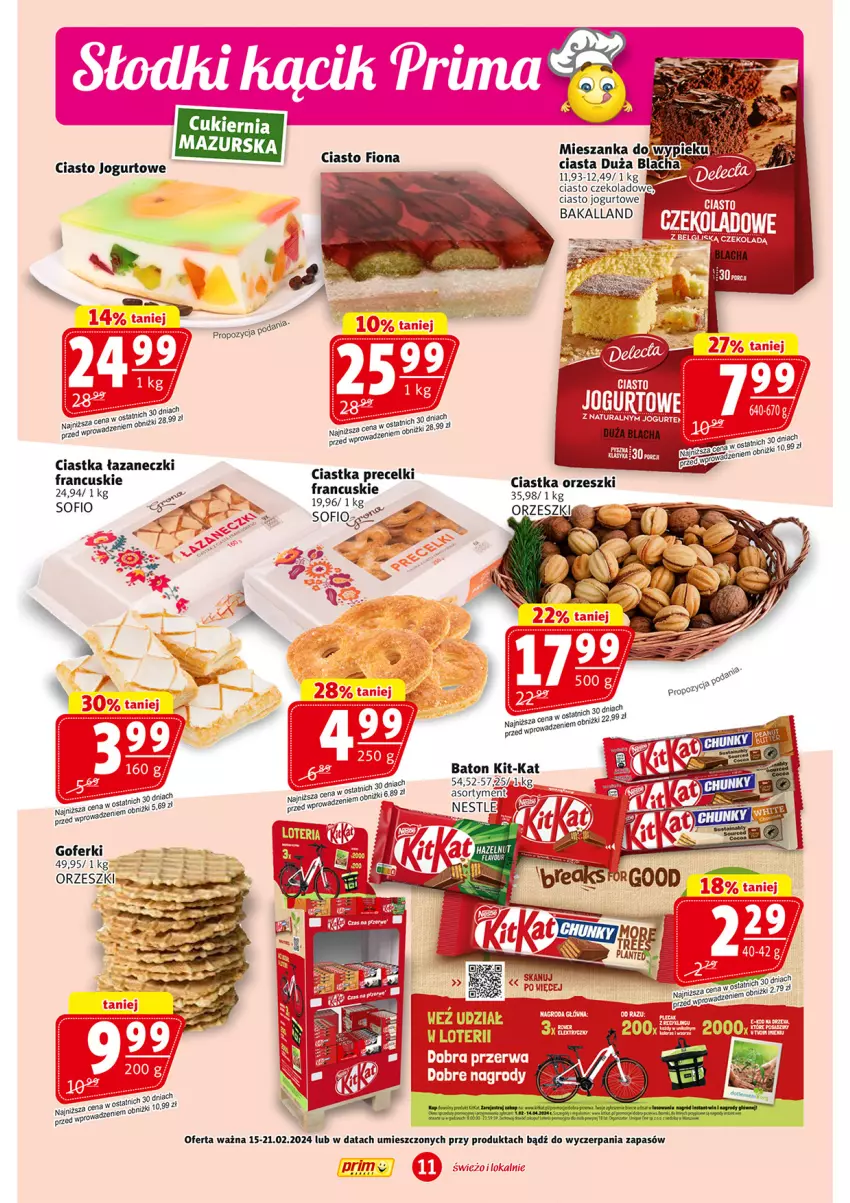 Gazetka promocyjna Prim Market - ważna 15.02 do 21.02.2024 - strona 11 - produkty: Bakalland, Ciastka, Ciasto czekoladowe, Ciasto jogurtowe, Jogurt, NBA