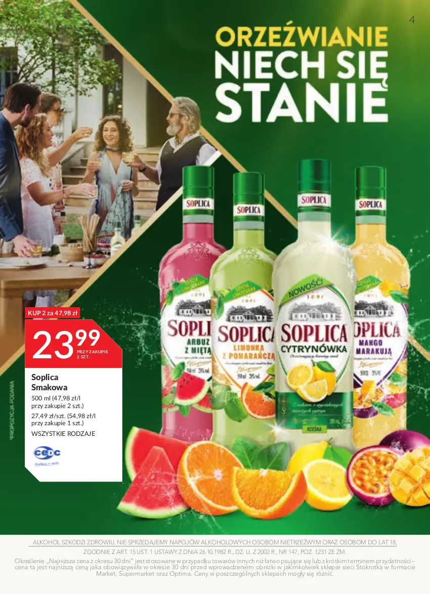 Gazetka promocyjna Stokrotka - Oferta alkoholowa - ważna 14.09 do 11.10.2023 - strona 4 - produkty: Optima, Soplica