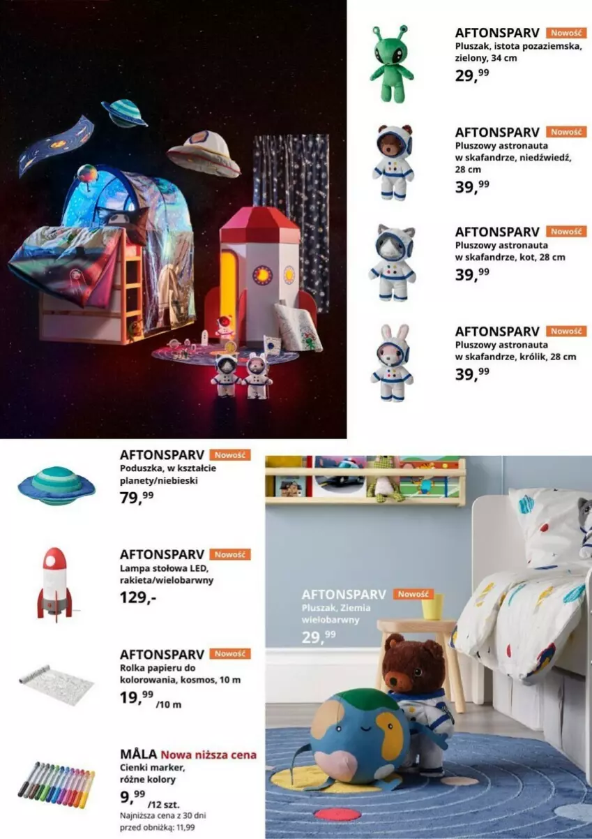 Gazetka promocyjna Ikea - ważna 02.11 do 30.11.2023 - strona 25 - produkty: Fa, Królik, Lampa, Lampa stołowa, Marker, Papier, Pluszak, Poduszka, Rakieta, Rolka papieru