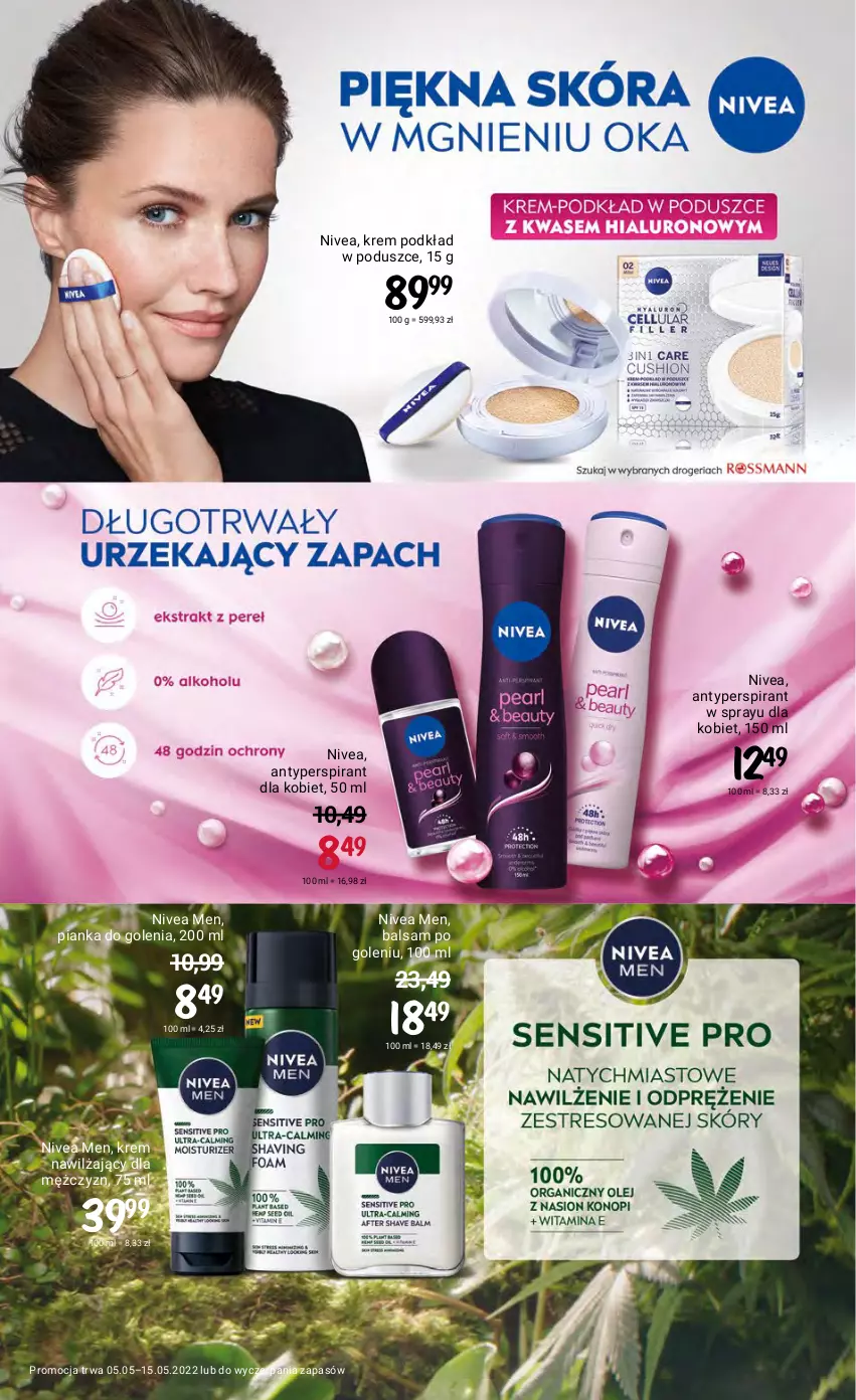 Gazetka promocyjna Rossmann - ważna 05.05 do 15.05.2022 - strona 6 - produkty: Antyperspirant, Balsam po goleniu, Krem nawilżający, Nivea, Nivea Men, Pianka do golenia, Podkład