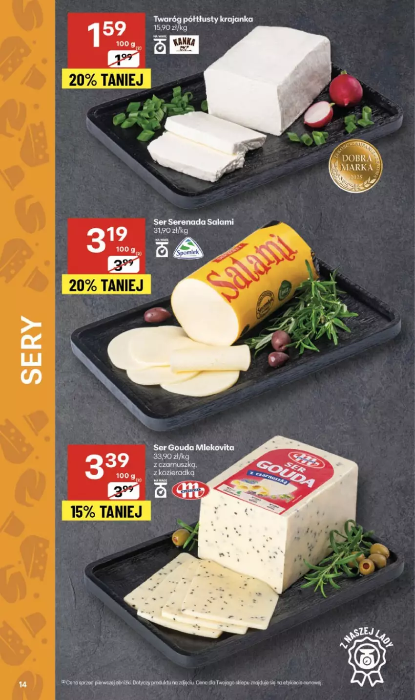 Gazetka promocyjna Delikatesy Centrum - Franczyza DC45 Czwartek - ważna 06.11 do 12.11.2025 - strona 14 - produkty: Gouda, Mleko, Mlekovita, Salami, Ser, Vita C