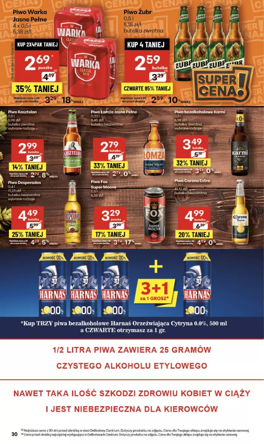 Gazetka promocyjna Delikatesy Centrum - Franczyza DC45 Czwartek - ważna 06.11 do 12.11.2025 - strona 30 - produkty: Corona Extra, Desperados, Fa, Gra, Harnaś, Karmi, Kasztelan, Kawa, LG, Piec, Piwa, Piwo, Por, Rum