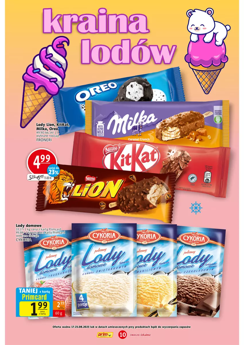 Gazetka promocyjna Prim Market - ważna 17.08 do 23.08.2023 - strona 10 - produkty: Lion, Lody, Milka, Oreo