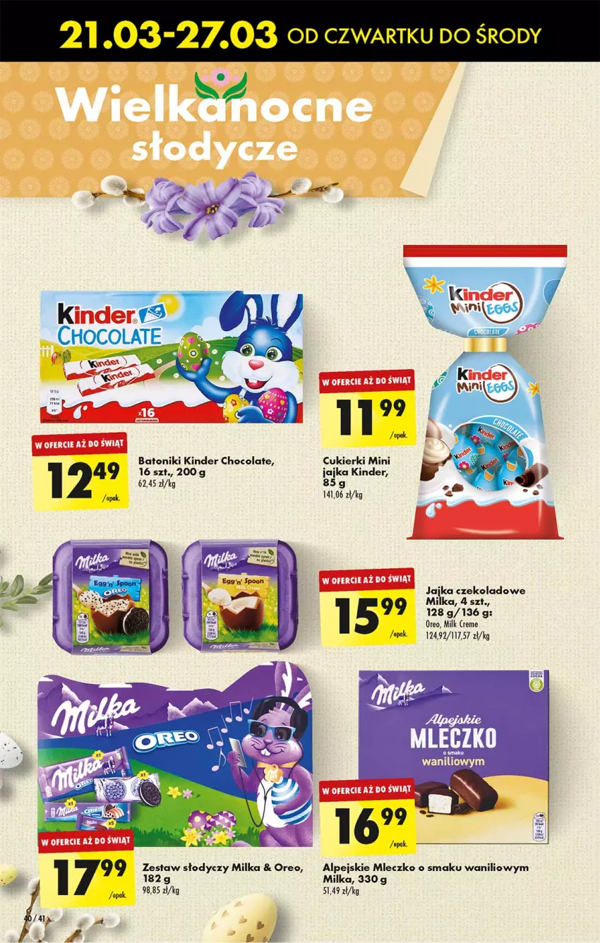 Gazetka promocyjna Biedronka - Od czwartku - ważna 21.03 do 27.03.2024 - strona 40 - produkty: Baton, Cukier, Cukierki, Kinder, Milka, Mleczko, Oreo, Tonik