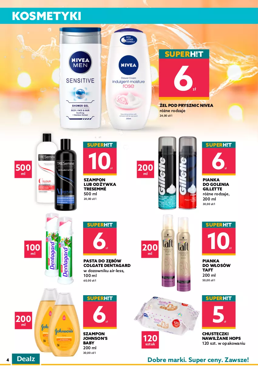 Gazetka promocyjna Dealz - Gazetka na otwarcie - Radom - ważna 30.10 do 13.11.2021 - strona 4 - produkty: Chusteczki, Cillit Bang, Colgate, Do mycia naczyń, Domestos, Dozownik, Fa, Fairy, Gillette, LG, Nivea, Odżywka, Papier, Pasta do zębów, Persil, Pianka do golenia, Pianka do włosów, Płyn do mycia, Płyn do mycia naczyń, Płyn do płukania, Ręcznik, Sprzątanie, Szampon, Taft, Vanish