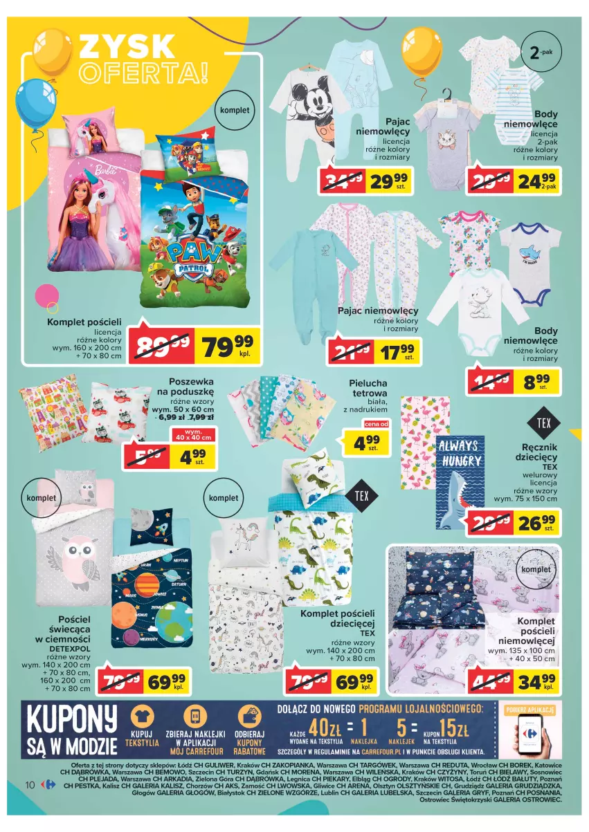 Gazetka promocyjna Carrefour - Gazetka Dzień Dziecka - ważna 16.05 do 01.06.2022 - strona 10 - produkty: Body, Dzieci, Gry, Klej, Komplet pościeli, Pajac, Pościel, Ręcznik, Sos