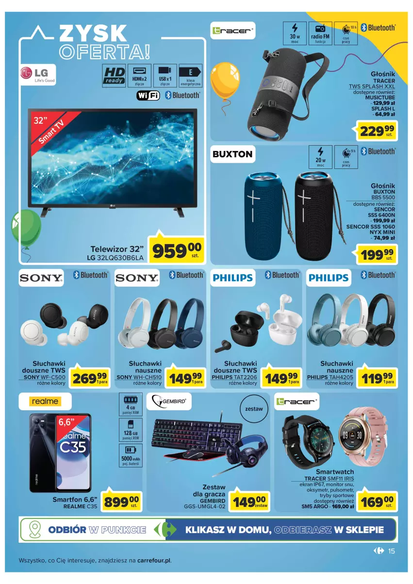 Gazetka promocyjna Carrefour - Gazetka Dzień Dziecka - ważna 16.05 do 01.06.2022 - strona 15 - produkty: Acer, Głośnik, Gra, LG, Monitor, Mus, Philips, Por, Sencor, Słuchawki, Smartfon, Smartwatch, Sony, Sport, Telewizor