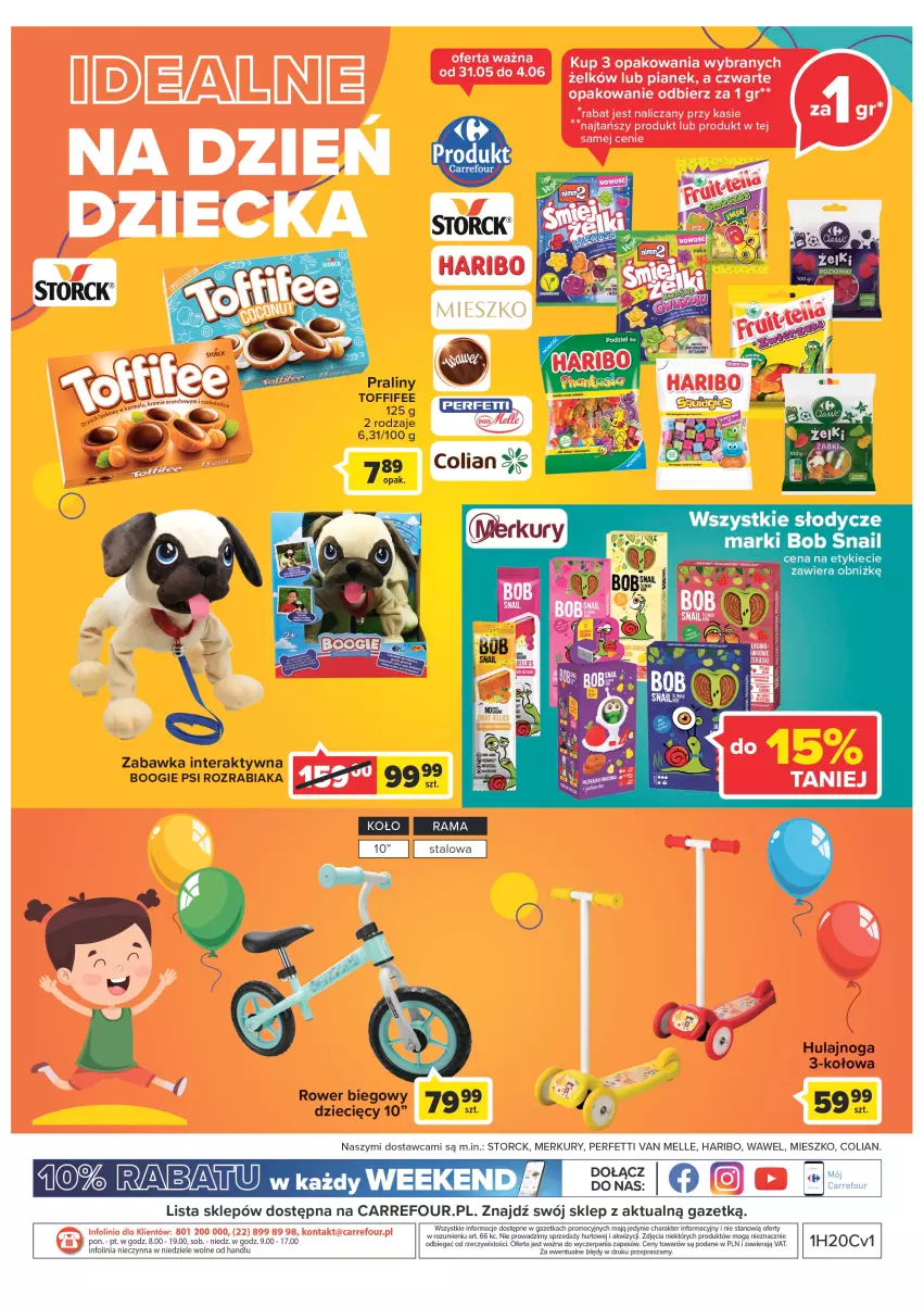 Gazetka promocyjna Carrefour - Gazetka Dzień Dziecka - ważna 16.05 do 01.06.2022 - strona 16 - produkty: Dzieci, Haribo, Hulajnoga, Praliny, Rower, Tera, Toffifee, Wawel, Zabawka