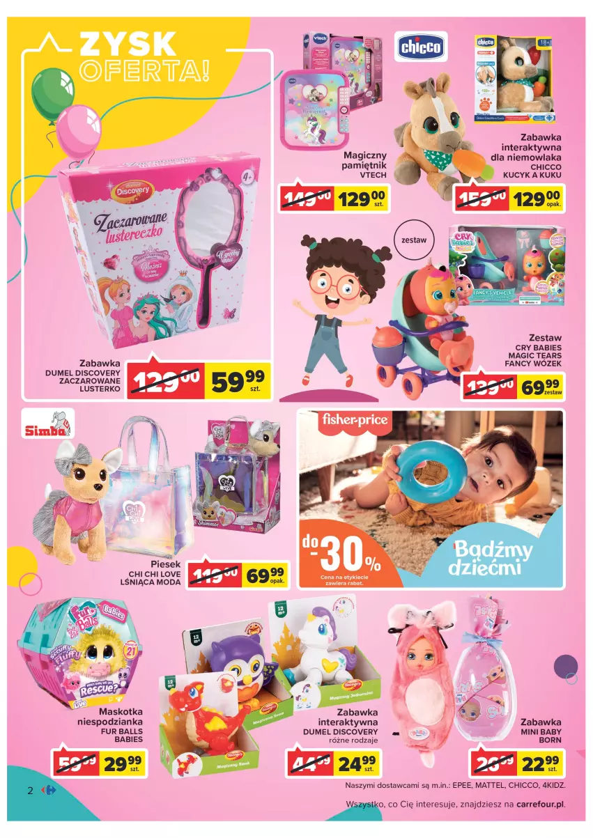 Gazetka promocyjna Carrefour - Gazetka Dzień Dziecka - ważna 16.05 do 01.06.2022 - strona 2 - produkty: Chicco, Discover, EPEE, Fa, Fur Balls, Mattel, Moda, Pamiętnik, Tera, Wózek, Zabawka