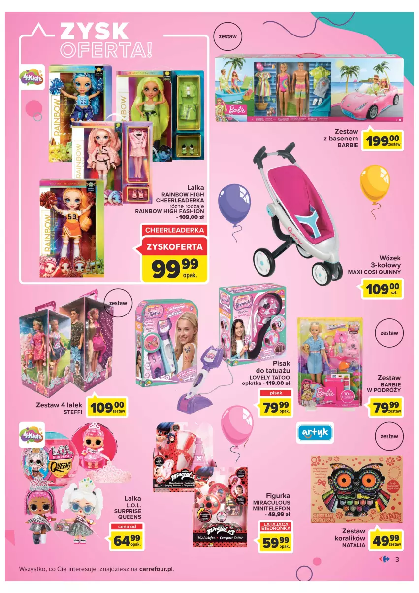 Gazetka promocyjna Carrefour - Gazetka Dzień Dziecka - ważna 16.05 do 01.06.2022 - strona 3 - produkty: Barbie, Dron, Fa, Lalka, Lovely, Telefon, Wózek