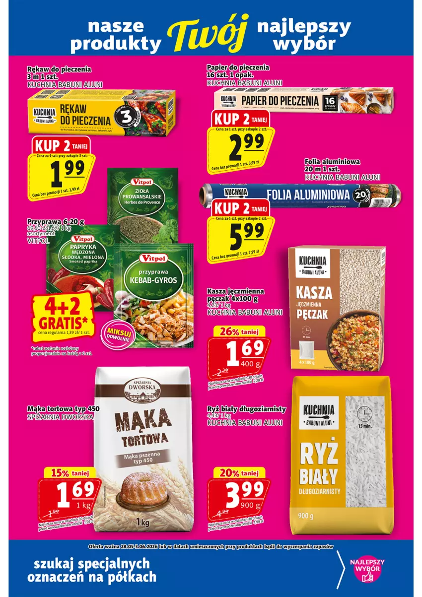 Gazetka promocyjna Prim Market - ważna 28.05 do 04.06.2026 - strona 17 - produkty: Babuni, Fa, Gyros, Kasza, Kuchnia, Mąka, Papier, Papier do pieczenia, Piec, Por, Ryż