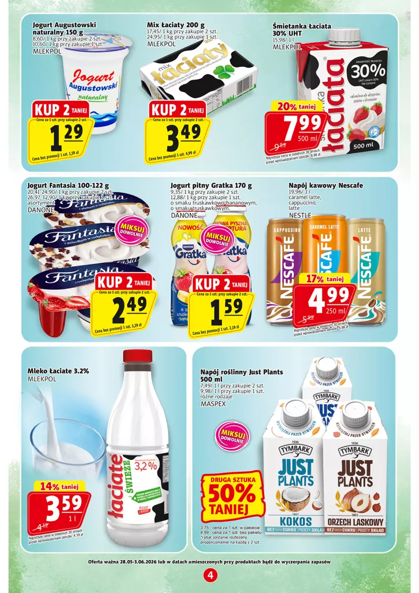 Gazetka promocyjna Prim Market - ważna 28.05 do 04.06.2026 - strona 4 - produkty: Cappuccino, Danone, Fa, Fanta, Gra, Jogurt, Jogurt pitny, Mleko, Napój, Napój roślinny, Por