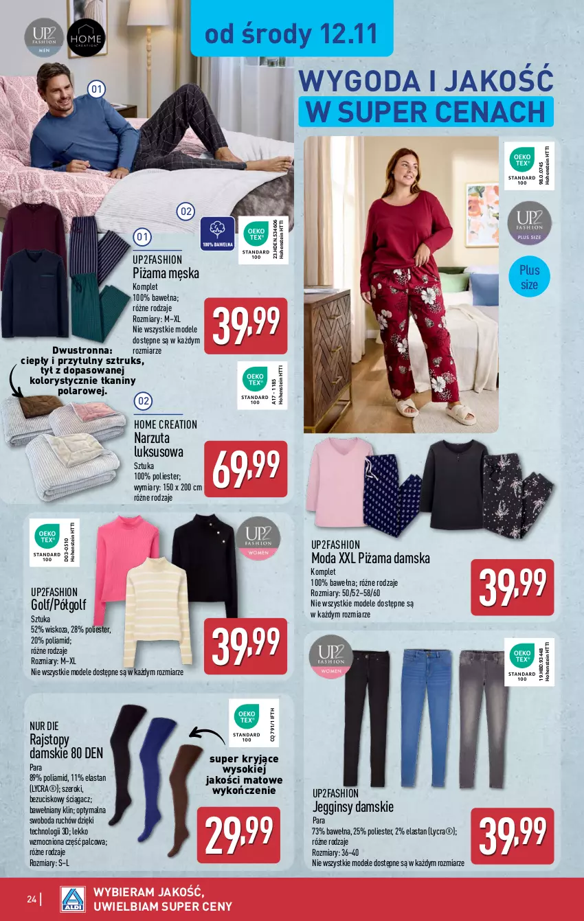 Gazetka promocyjna Aldi - Pełna oferta - ważna 10.11 do 15.11.2025 - strona 24 - produkty: Fa, Gin, Moda, Narzuta, Piżama, Rajstopy, Sok, Top, Wełna