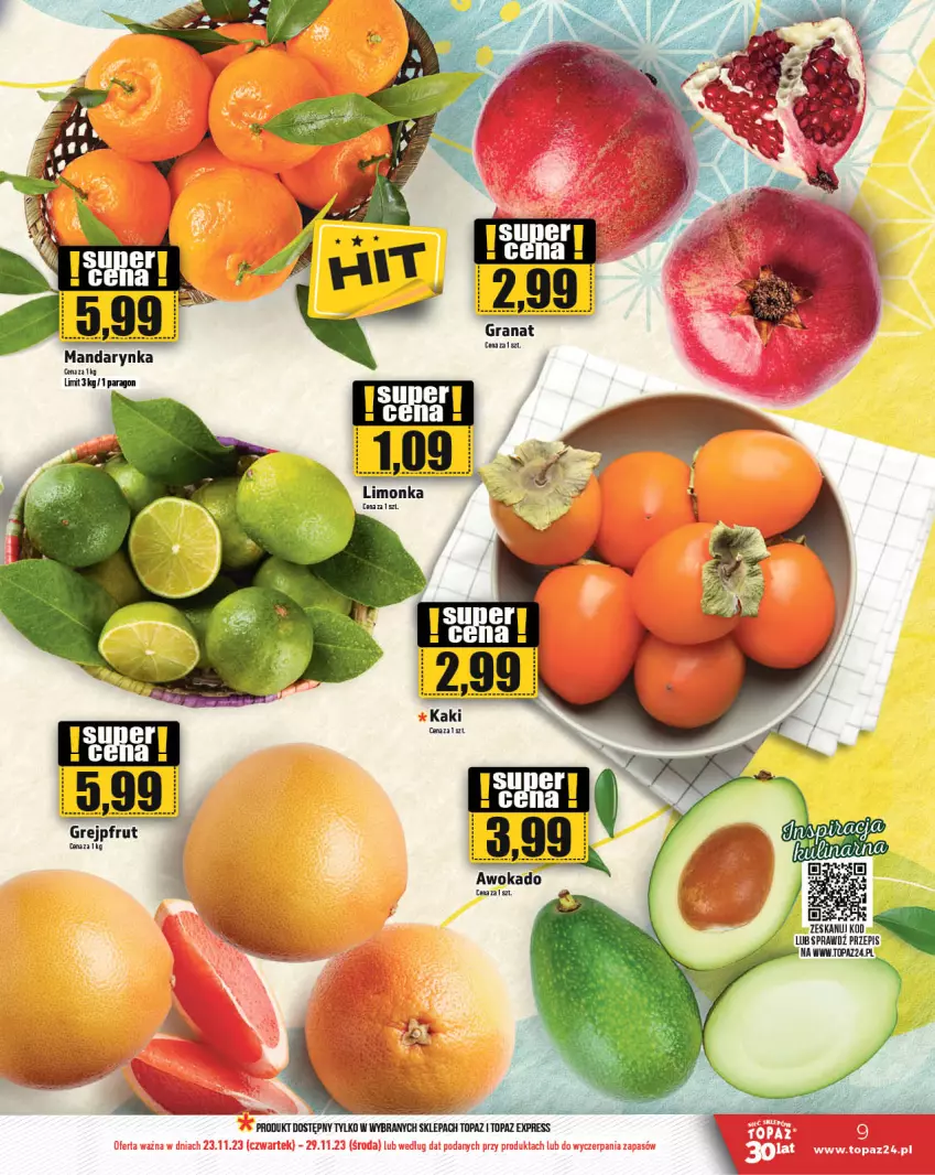 Gazetka promocyjna Topaz - Gazetka - ważna 23.11 do 29.11.2023 - strona 9 - produkty: Grejpfrut, Limonka, Top