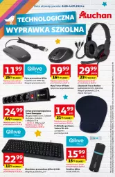 Gazetka promocyjna Auchan - Technologiczna wyprawka szkolna Hipermarket Auchan - Gazetka - ważna od 04.09 do 04.09.2024 - strona 1 - produkty: Acer, Pendrive, Słuchawki, Klawiatura, Mikrofon, Podkładka, Mysz, Podkładka pod mysz, Podkład, Listwa, Fa