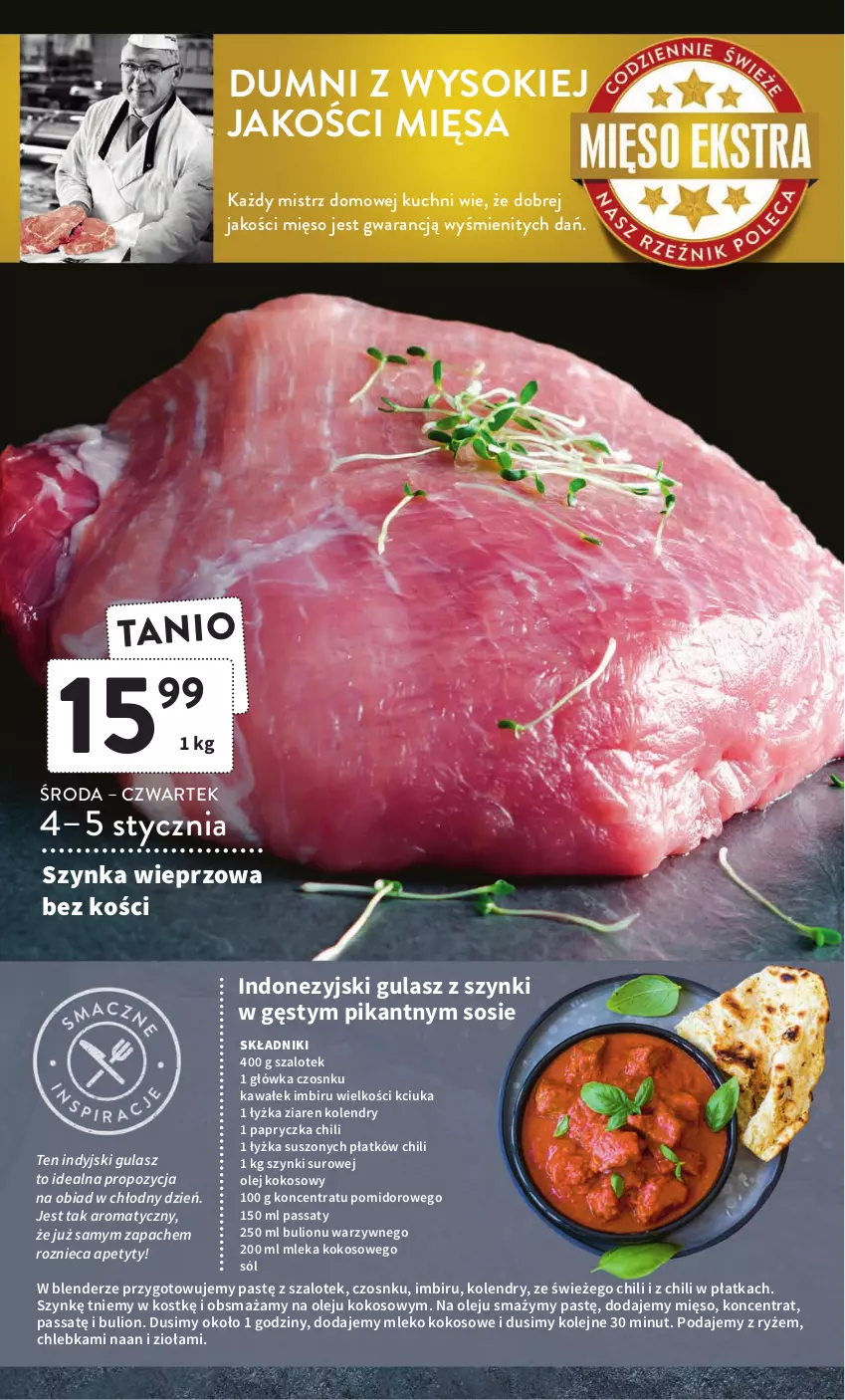 Gazetka promocyjna Intermarche - Gazetka Intermarche - ważna 03.01 do 11.01.2023 - strona 12 - produkty: Blender, Bulion, Chleb, Imbir, Kawa, Kokos, Lion, Mięso, Mleko, Mleko kokosowe, Olej, Olej kokosowy, Ryż, Sok, Sól, Sos, Szal, Szynka, Szynka wieprzowa, Wałek