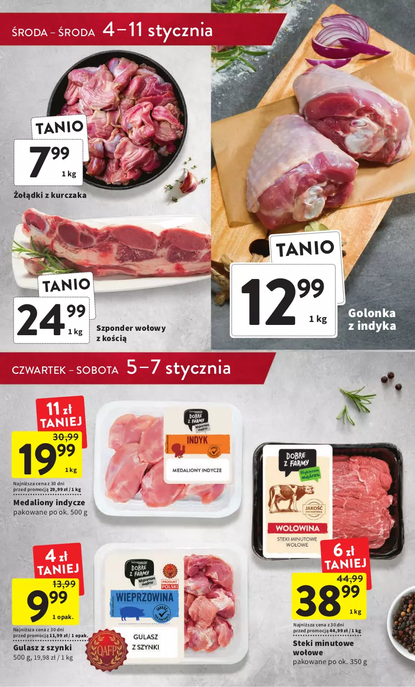 Gazetka promocyjna Intermarche - Gazetka Intermarche - ważna 03.01 do 11.01.2023 - strona 13 - produkty: Golonka z indyka, Kurczak, Lion, Medaliony indycze, Stek, Szponder wołowy