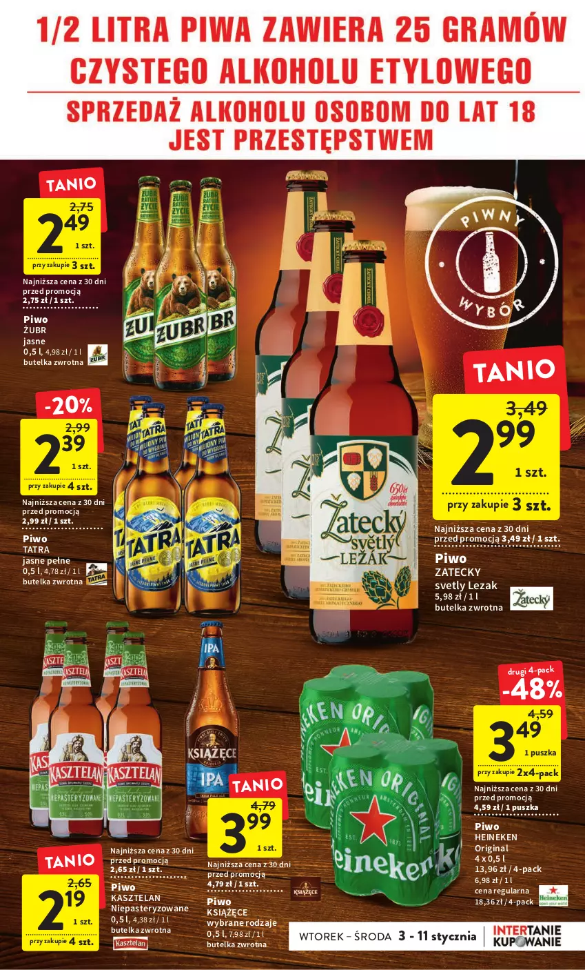 Gazetka promocyjna Intermarche - Gazetka Intermarche - ważna 03.01 do 11.01.2023 - strona 25 - produkty: Gin, Heineken, Kasztelan, Książęce, Piwo, Tatra