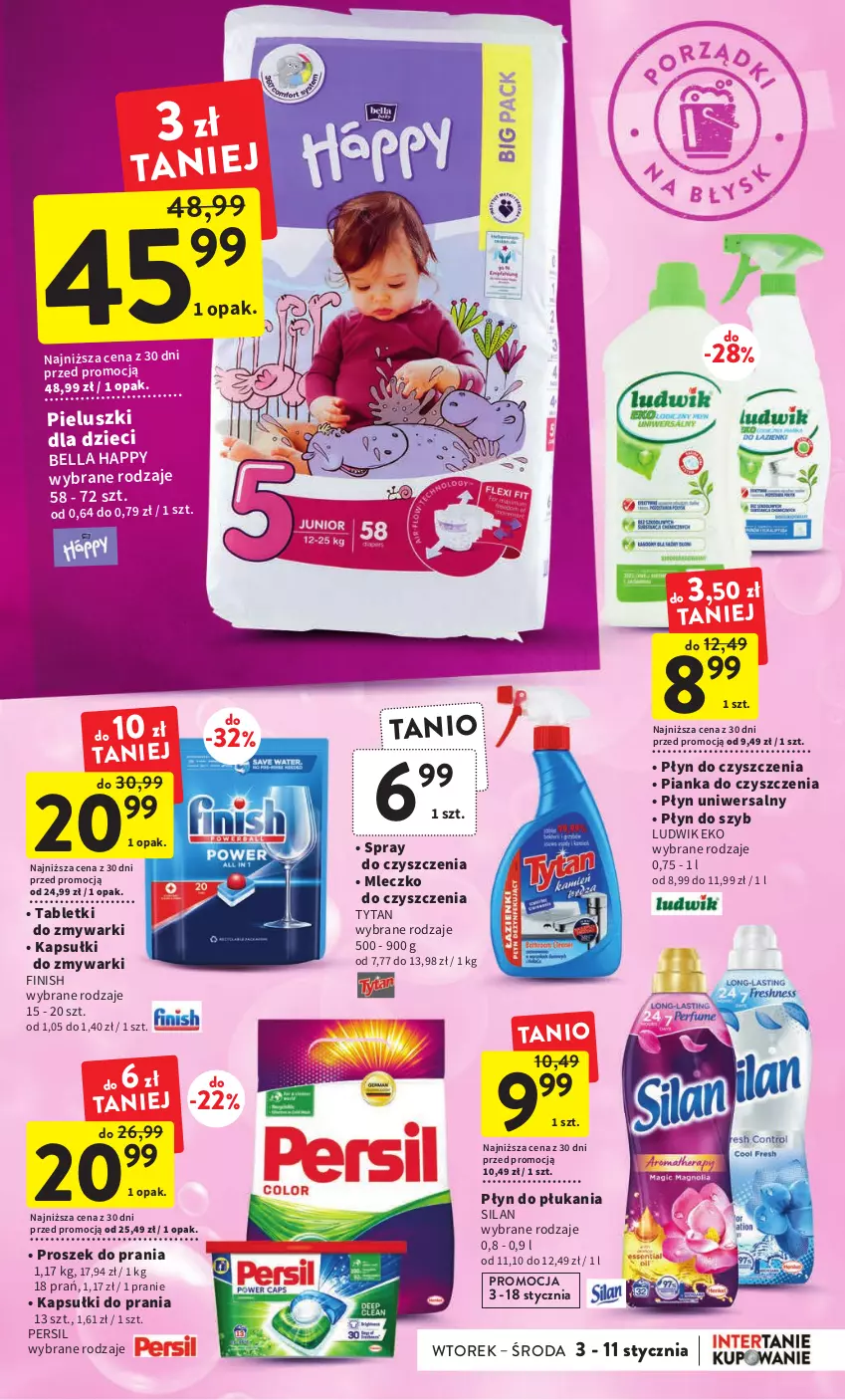 Gazetka promocyjna Intermarche - Gazetka Intermarche - ważna 03.01 do 11.01.2023 - strona 27 - produkty: Bell, Bella, Dzieci, Finish, Kapsułki do prania, Ludwik, Mleczko, Persil, Pianka do czyszczenia, Płyn do płukania, Płyn do szyb, Proszek do prania, Silan, Spray do czyszczenia, Tablet, Tabletki do zmywarki, Tytan, Zmywarki