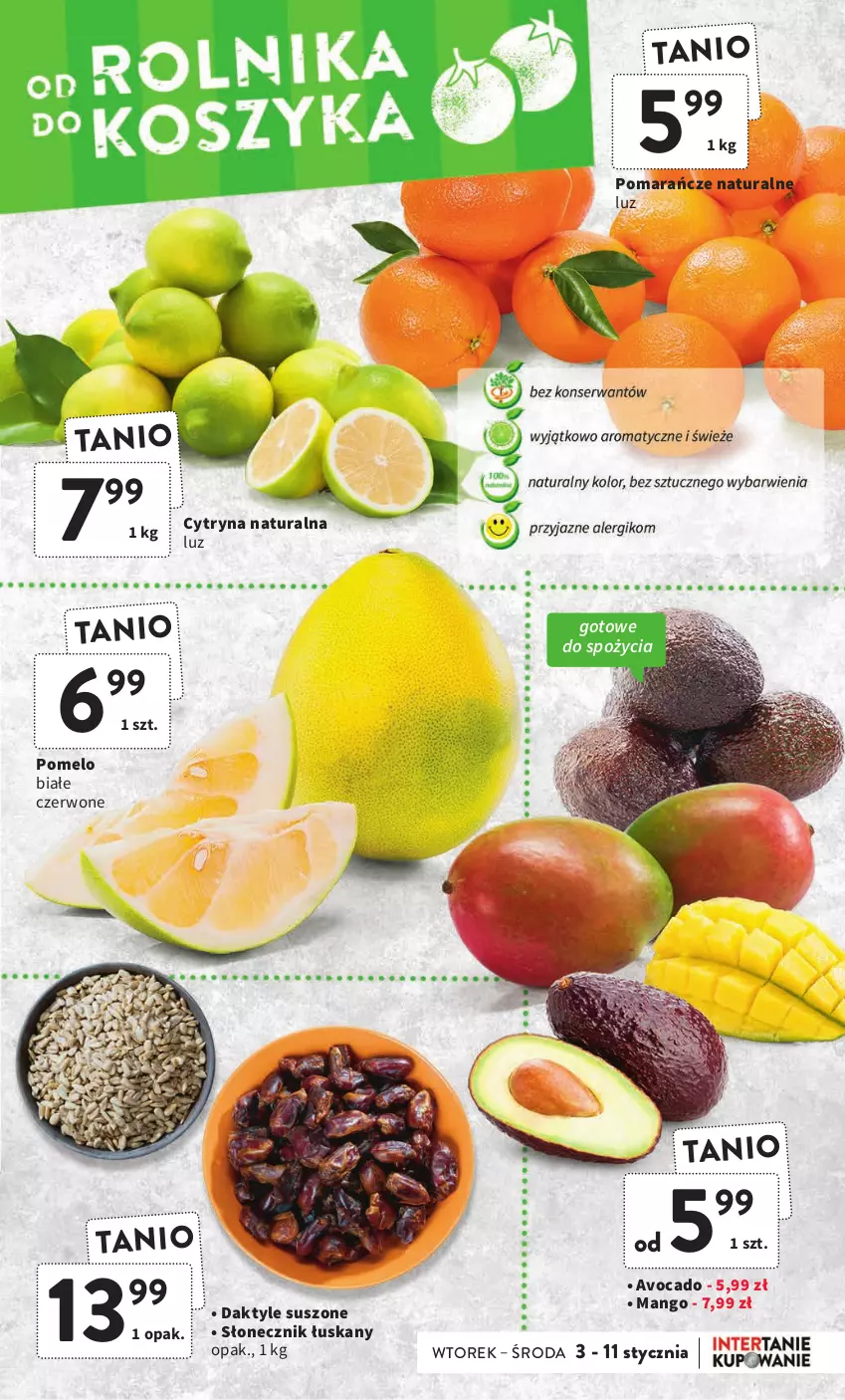 Gazetka promocyjna Intermarche - Gazetka Intermarche - ważna 03.01 do 11.01.2023 - strona 9 - produkty: Avocado, Daktyle, Mango, Pomarańcze, Pomelo