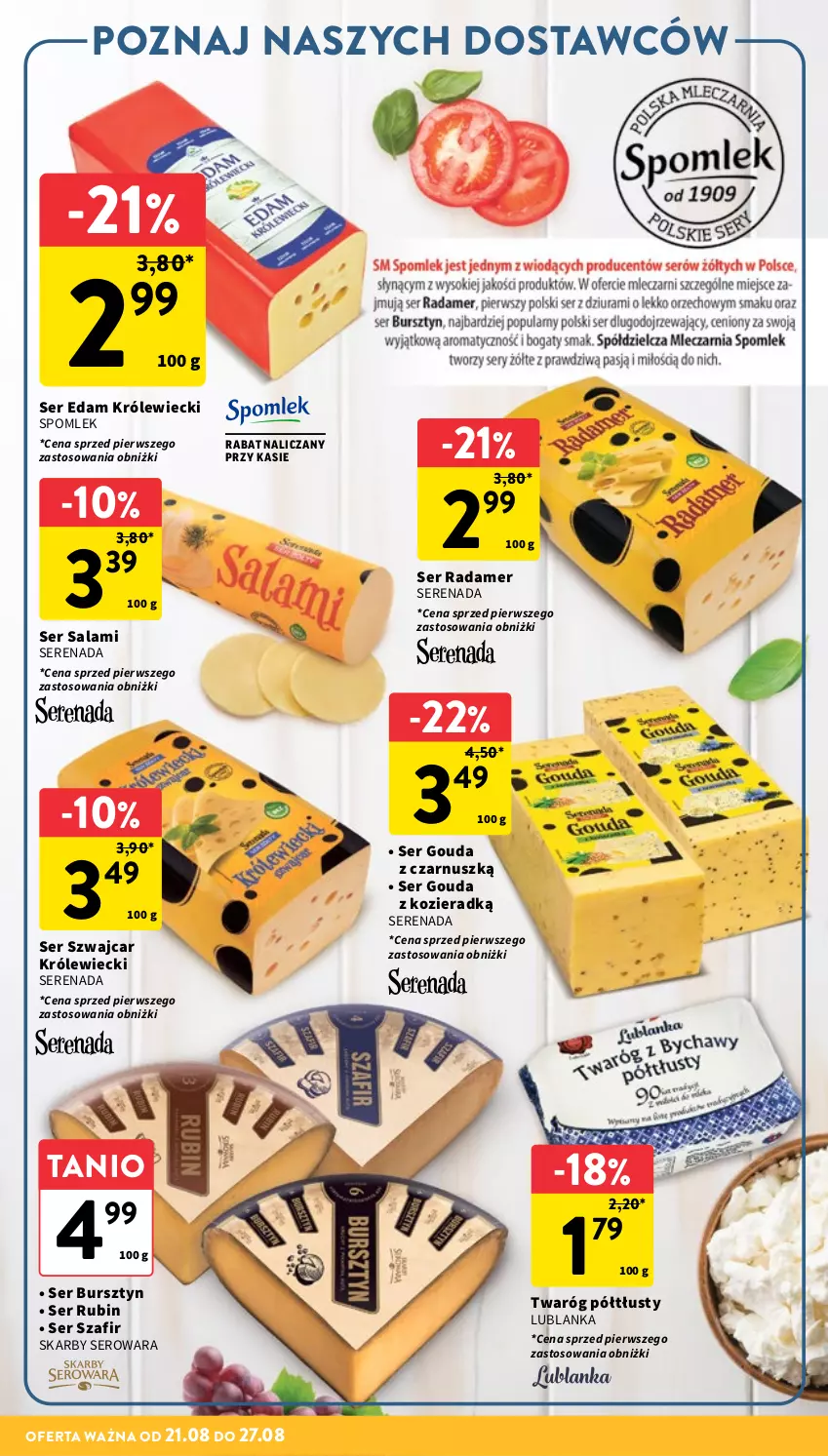 Gazetka promocyjna Intermarche - Gazetka Intermarche - ważna 21.08 do 27.08.2025 - strona 20 - produkty: Bursztyn, Edam, Gouda, Radamer, Rubin, Salami, Ser, Ser salami, Twaróg, Twaróg półtłusty