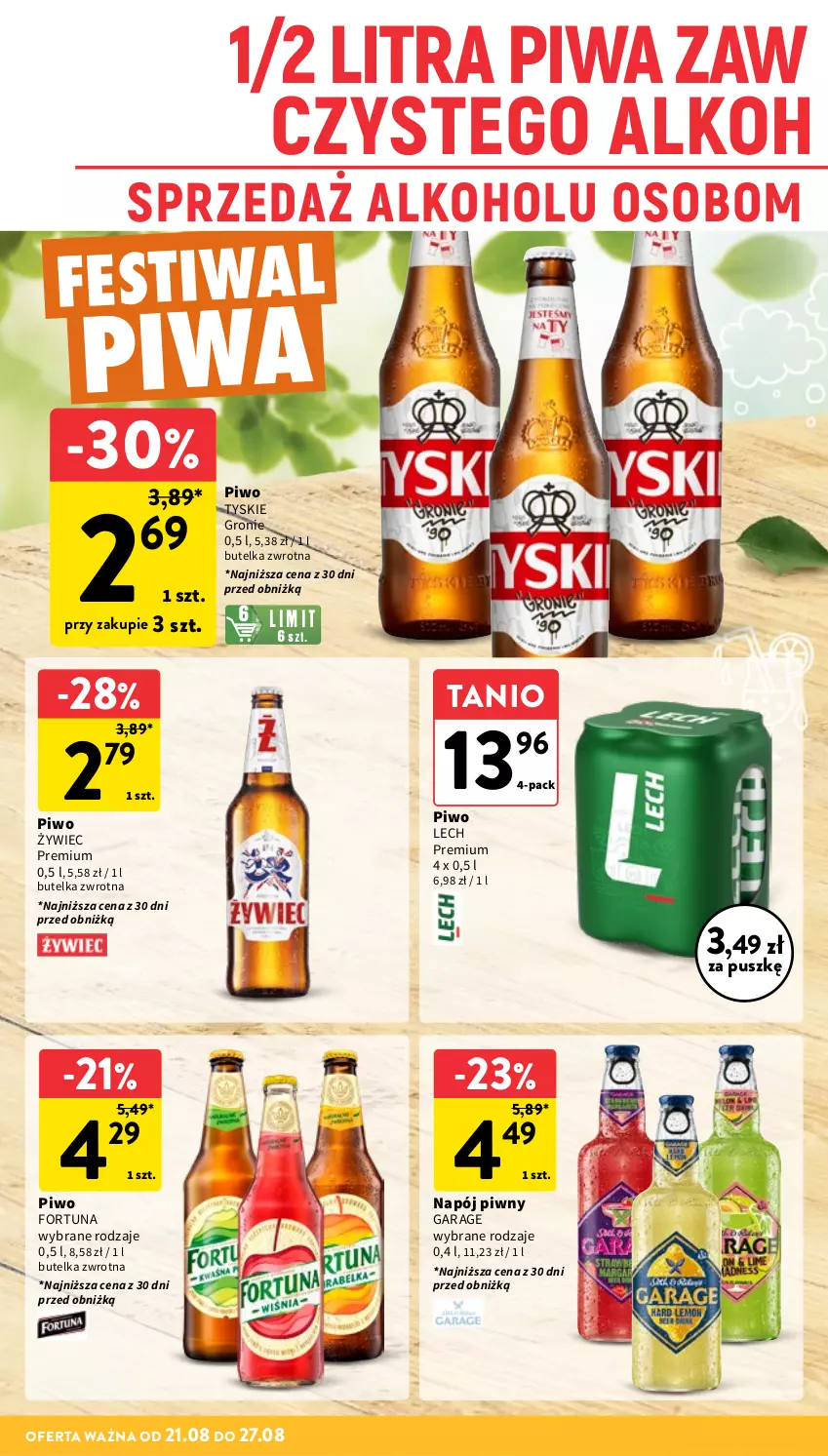 Gazetka promocyjna Intermarche - Gazetka Intermarche - ważna 21.08 do 27.08.2025 - strona 30 - produkty: Fortuna, Lech Premium, Napój, Piwa, Piwo, Tyskie