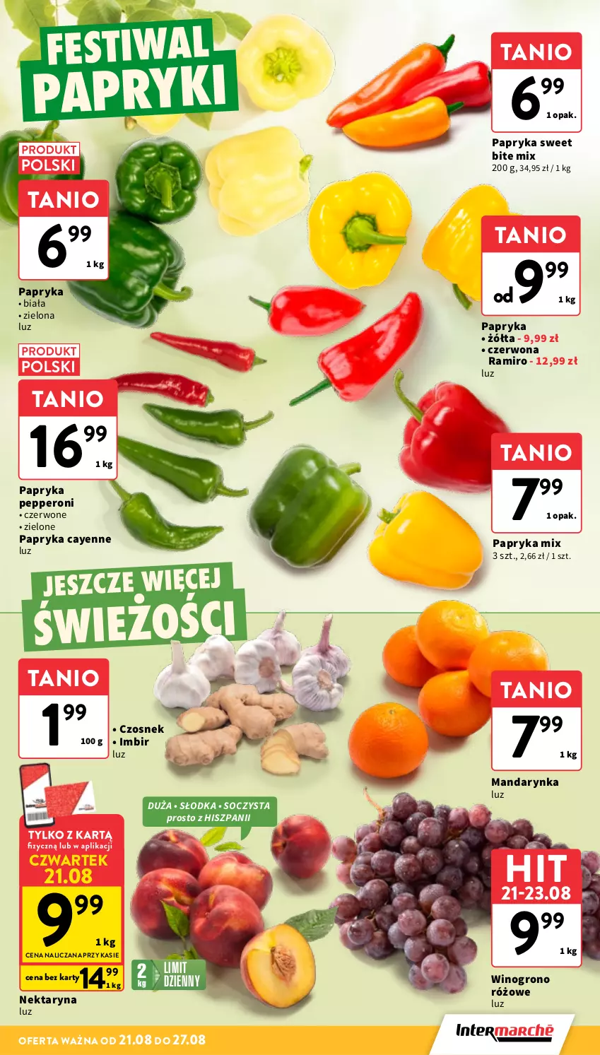 Gazetka promocyjna Intermarche - Gazetka Intermarche - ważna 21.08 do 27.08.2025 - strona 9 - produkty: Czosnek, Imbir, Nektar, Papryka, Papryka pepperoni, Wino