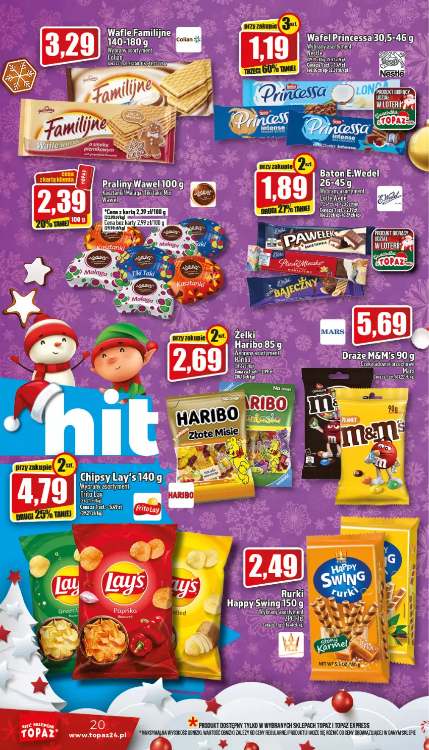 Gazetka promocyjna Topaz - Gazetka - ważna 15.12 do 24.12.2022 - strona 20 - produkty: Chipsy, Haribo, Sok, Top