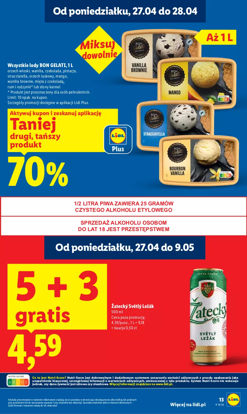 Gazetka promocyjna Lidl - Gazetka ważna od 27.04 do 28.04 - ważna 27.04 do 28.04.2026 - strona 13 - produkty: Brownie, Czekolada, Gra, Lody, Mango, Mięta, Piwa, Rodzynki, Rum