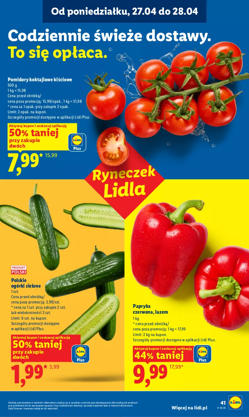 Gazetka promocyjna Lidl - Gazetka ważna od 27.04 do 28.04 - ważna 27.04 do 28.04.2026 - strona 41 - produkty: Papryka, Papryka czerwona, Pomidory