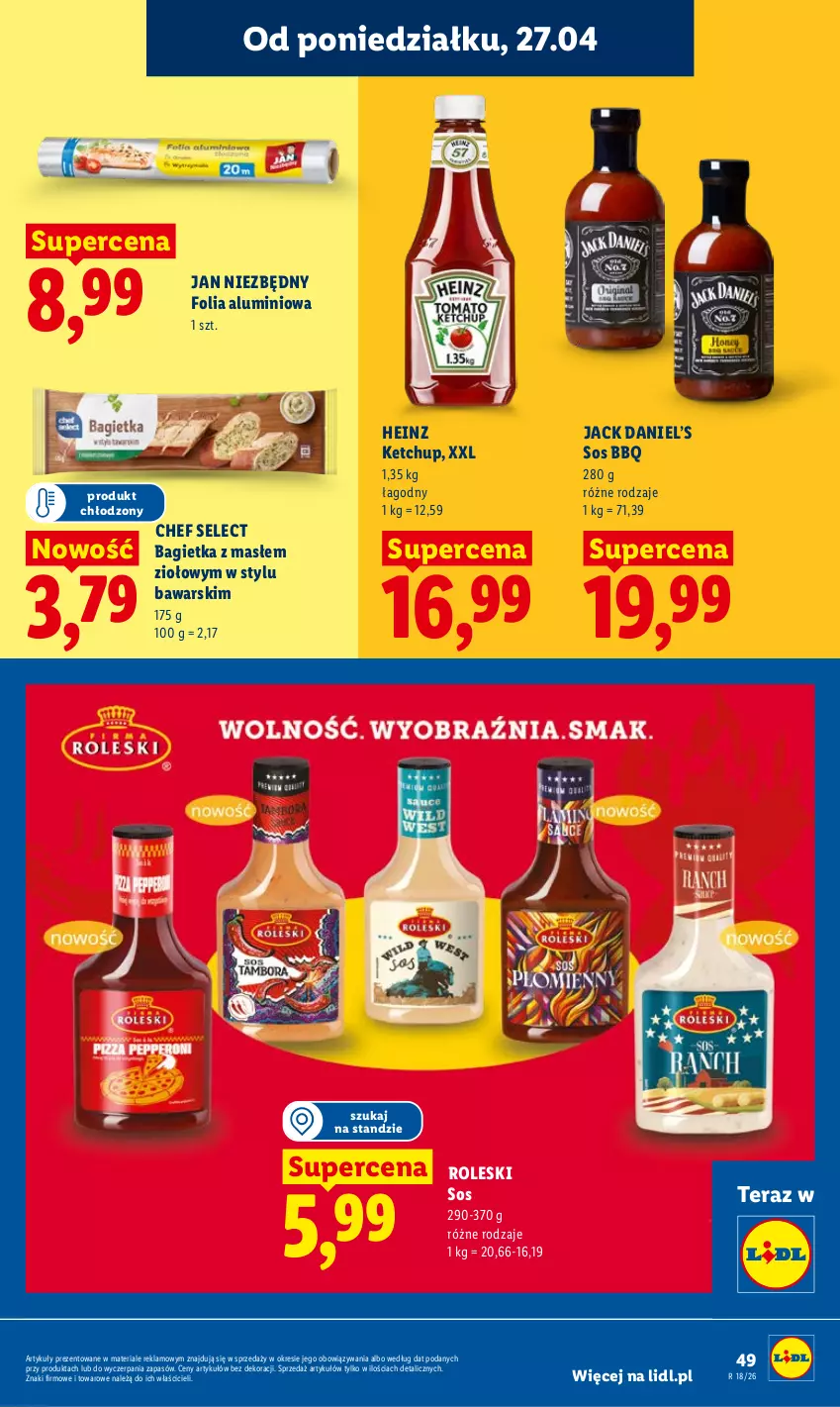 Gazetka promocyjna Lidl - Gazetka ważna od 27.04 do 28.04 - ważna 27.04 do 28.04.2026 - strona 49 - produkty: Bagietka, Folia aluminiowa, Heinz, Jan Niezbędny, Ketchup, Sos, Tera
