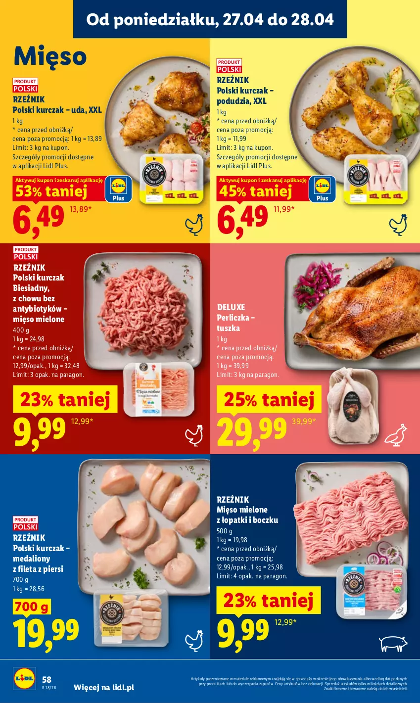 Gazetka promocyjna Lidl - Gazetka ważna od 27.04 do 28.04 - ważna 27.04 do 28.04.2026 - strona 58 - produkty: Kurczak, Lion, Mięso, Mięso mielone, Perliczka, Tusz