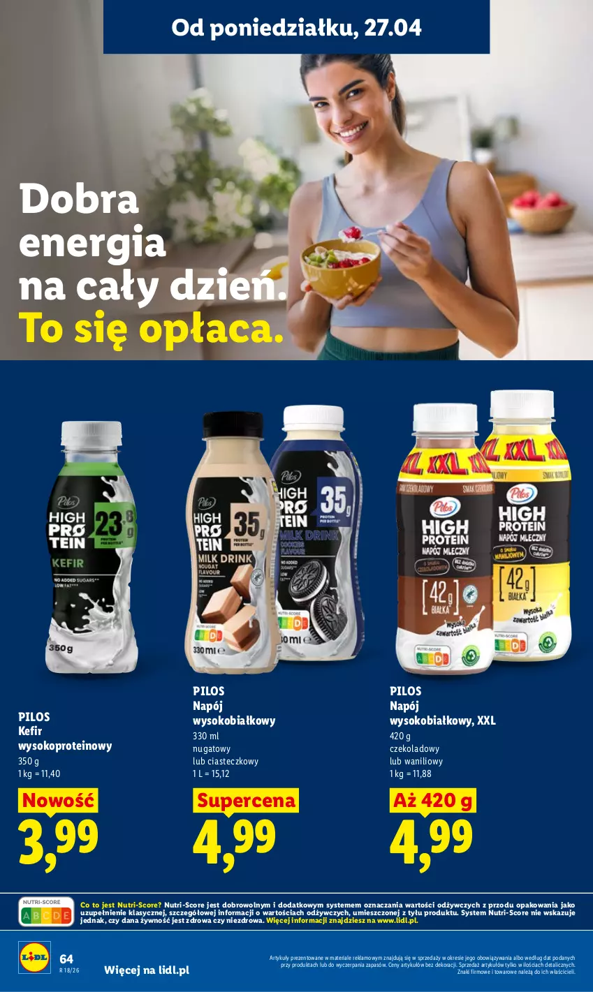 Gazetka promocyjna Lidl - Gazetka ważna od 27.04 do 28.04 - ważna 27.04 do 28.04.2026 - strona 64 - produkty: Kefir, Napój, Pilos, Por, Sok, Sport
