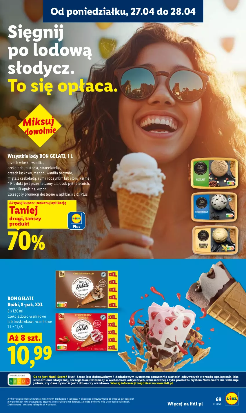 Gazetka promocyjna Lidl - Gazetka ważna od 27.04 do 28.04 - ważna 27.04 do 28.04.2026 - strona 69 - produkty: Brownie, Czekolada, Lody, Mango, Mięta, Rodzynki, Rum