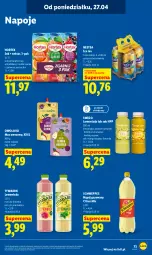 Gazetka promocyjna Lidl - Gazetka ważna od 27.04 do 28.04 - Gazetka - ważna od 28.04 do 28.04.2026 - strona 73 - produkty: Sok pomarańczowy, Sok, Rum, Por, Mus, Lemoniada, Ice tea, Ananas, Napoje, Sok jabłkowy, Schweppes, Napój gazowany, Tymbark, Limonka, Herbata, Mango, Napój, Nestea, Nektar, Hortex, HP