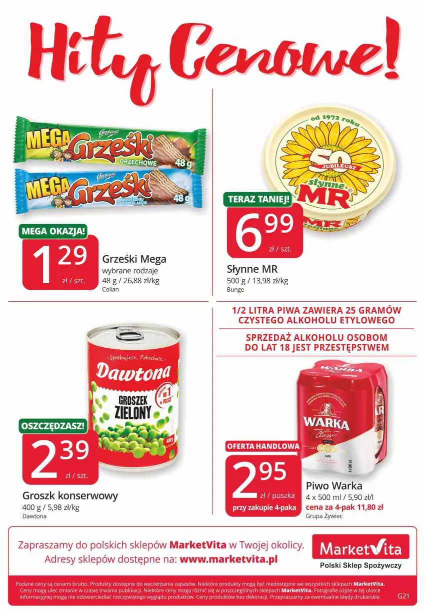 Gazetka promocyjna Market Vita - Gazetka promocyjna – Marketvita - ważna 27.10 do 05.11.2022 - strona 8 - produkty: Dawtona, Dres, Gra, Groszek, Grześki, Miecz, Piwa, Piwo, Róża, Ser, Słynne, Warka