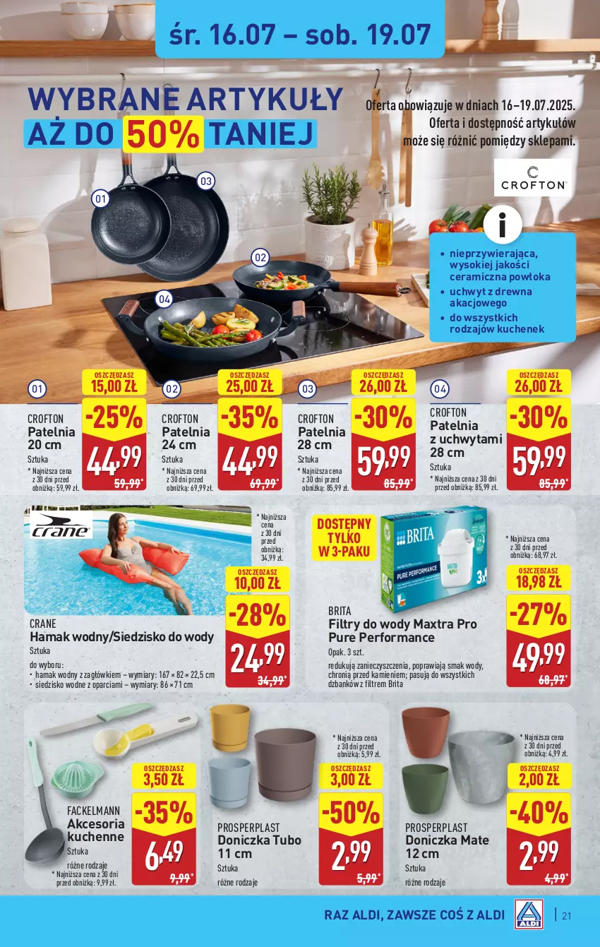 Gazetka promocyjna Aldi - Pełna oferta - ważna 14.07 do 19.07.2025 - strona 21 - produkty: Brit, Brita, Fa, Hama, Patelnia, Pur, Siedzisko, Sok