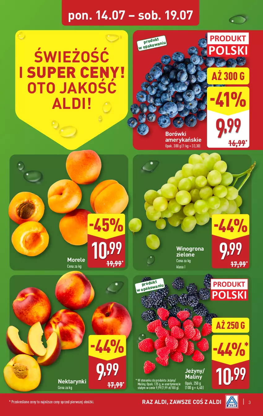 Gazetka promocyjna Aldi - Pełna oferta - ważna 14.07 do 19.07.2025 - strona 3 - produkty: Jeżyny, Maliny, Nektar, Wino, Winogrona
