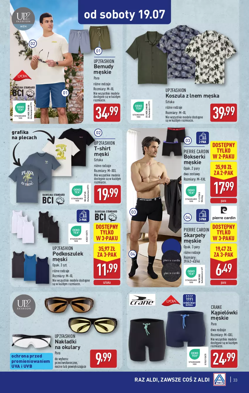 Gazetka promocyjna Aldi - Pełna oferta - ważna 14.07 do 19.07.2025 - strona 33 - produkty: Bokserki, Fa, Gra, Grafika, Karp, Kosz, Koszula, Pierre Cardin, Podkoszulek, Ser, T-shirt