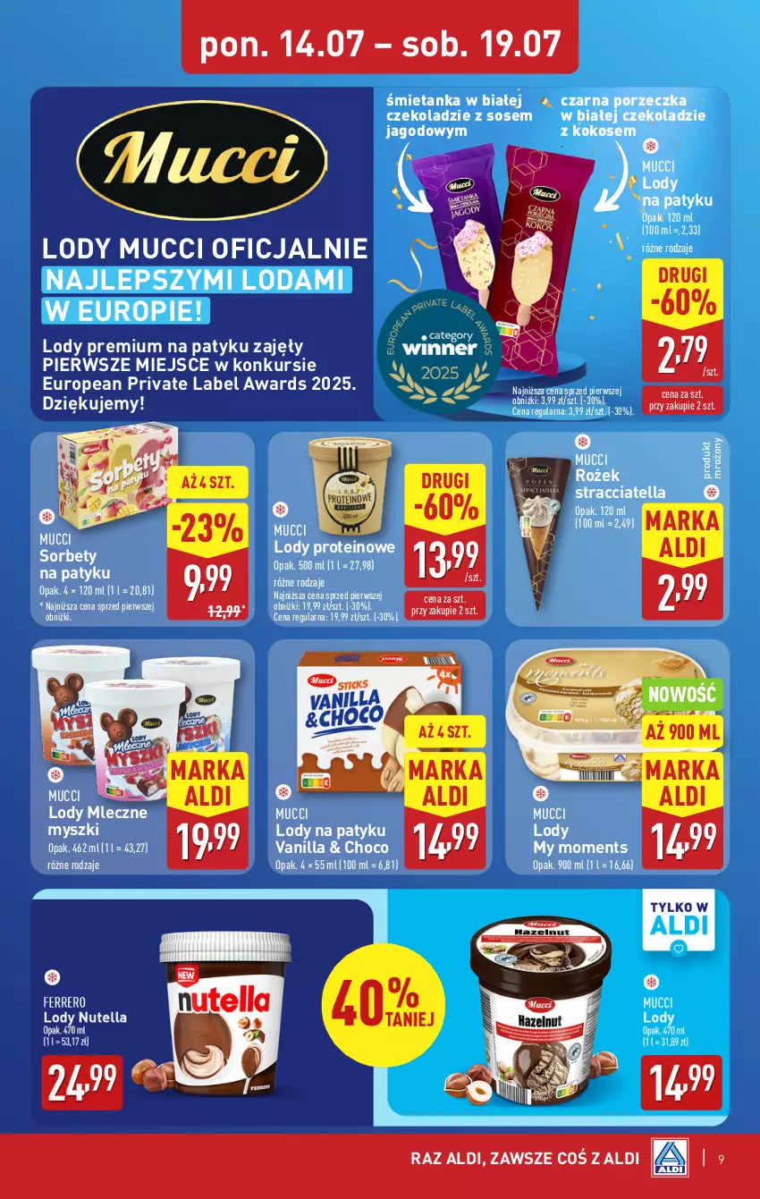 Gazetka promocyjna Aldi - Pełna oferta - ważna 14.07 do 19.07.2025 - strona 9 - produkty: Kokos, Lody, Moments, Mysz, Por, Sos