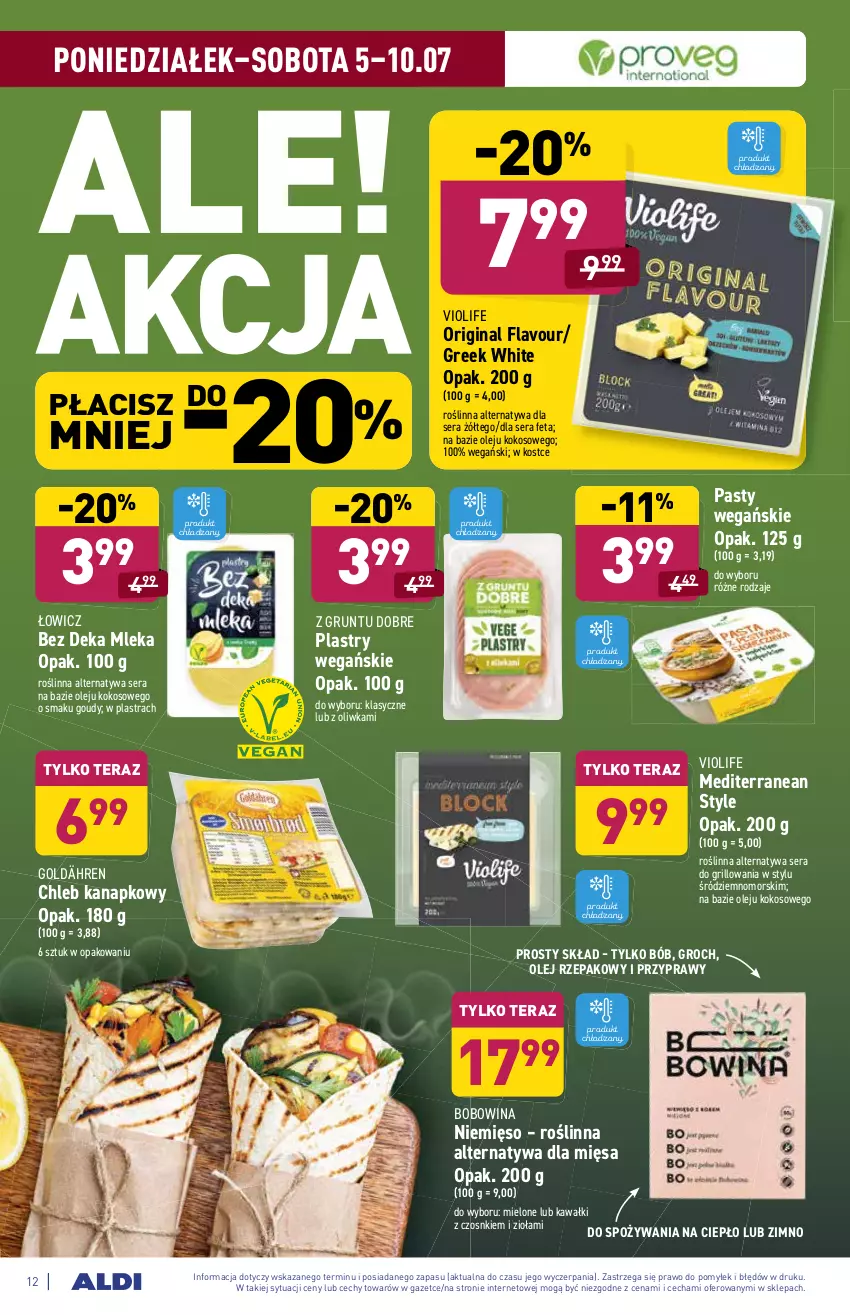 Gazetka promocyjna Aldi - ważna 05.07 do 10.07.2021 - strona 12 - produkty: Chleb, Feta, Gin, Grill, Groch, Grunt, Kawa, Kokos, Mięso, Olej, Olej rzepakowy, Pasty wegańskie, Przyprawy, Ser, Tera, Z gruntu dobre