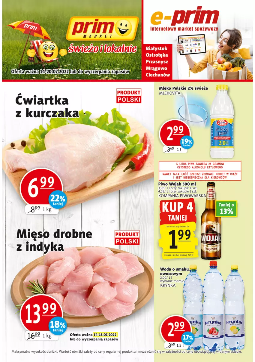 Gazetka promocyjna Prim Market - ważna 14.07 do 20.07.2022 - strona 1 - produkty: Gra, Kurczak, Mleko, Mlekovita, Piec, Piwa, Piwo, Sok, Woda