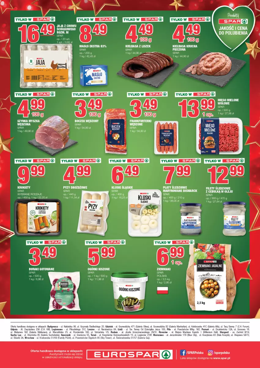 Gazetka promocyjna Spar - EuroSpar - ważna 15.12 do 25.12.2024 - strona 4 - produkty: Boczek, Buraki, Dzieci, Fa, Frankfurterki, Gra, Jaja, Kiełbasa, Kiełbasa krucha, Kosz, Krokiety, Masło, Olej, Płaty śledziowe, Rum