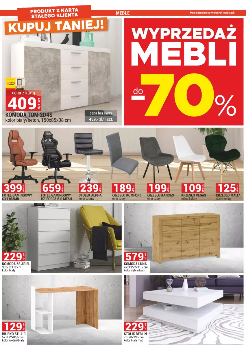 Gazetka promocyjna Merkury Market - ważna 27.12 do 31.01.2022 - strona 4 - produkty: Ariel, Biurko, Fotel, Fotel gamingowy, Komoda, Krzesło, Moda, Por, Stołek, Stolik