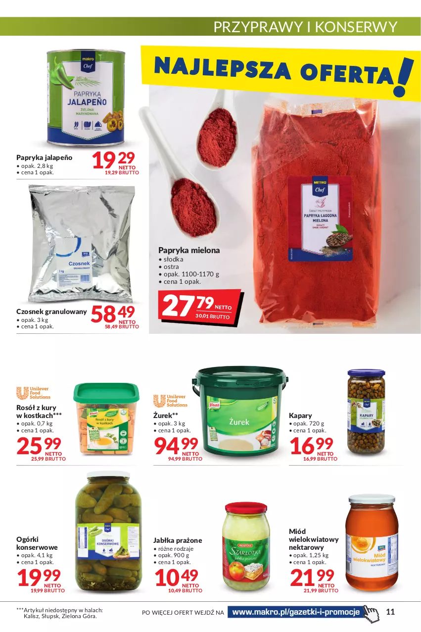 Gazetka promocyjna Makro - [Oferta promocyjna] Artykuły spożywcze i przemysłowe - ważna 08.03 do 21.03.2022 - strona 11 - produkty: Czosnek, Czosnek granulowany, Gra, Jabłka, Jabłka prażone, Kapary, Miód, Nektar, Ogórki konserwowe, Papryka, Papryka jalapeño, Przyprawy, Rosół, Ser