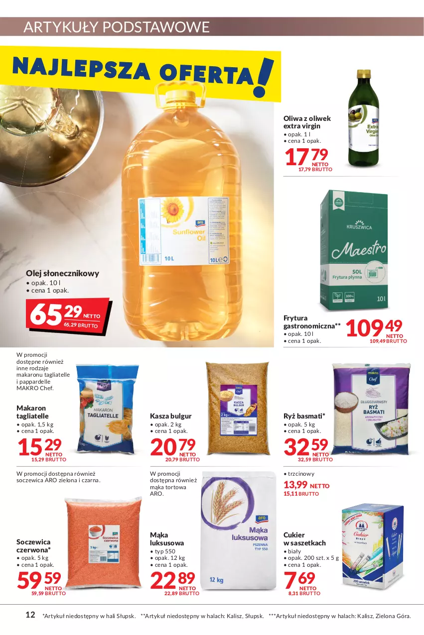 Gazetka promocyjna Makro - [Oferta promocyjna] Artykuły spożywcze i przemysłowe - ważna 08.03 do 21.03.2022 - strona 12 - produkty: Bulgur, Cukier, Dell, Gin, Kasza, LG, Mąka, Mąka luksusowa, Mąka tortowa, Makaron, Olej, Olej słonecznikowy, Oliwa z oliwek, Ryż, Ryż basmati, Tagliatelle