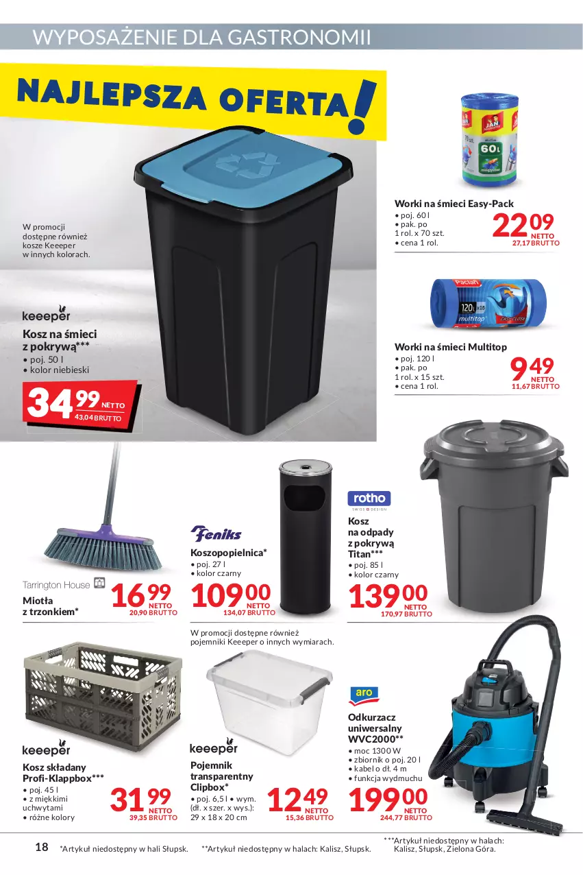 Gazetka promocyjna Makro - [Oferta promocyjna] Artykuły spożywcze i przemysłowe - ważna 08.03 do 21.03.2022 - strona 18 - produkty: Kosz, Kosz na odpady, Koszopopielnica, Miotła, Odkurzacz, Pojemnik, Top, Tran, Worki na śmiec, Worki na śmieci