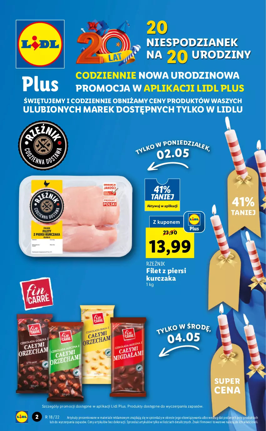 Gazetka promocyjna Lidl - GAZETKA - ważna 02.05 do 05.05.2022 - strona 2 - produkty: Filet z piersi kurczaka, Kurczak