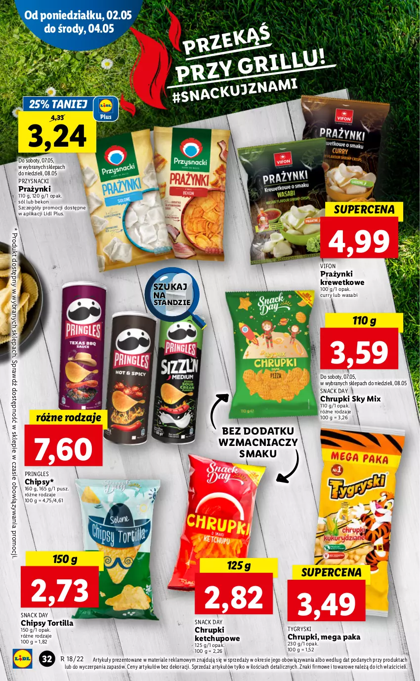 Gazetka promocyjna Lidl - GAZETKA - ważna 02.05 do 05.05.2022 - strona 32 - produkty: Beko, Chipsy, Chrupki, Gry, Ketchup, Pringles, Przysnacki, Sól, Tortilla, Wasa